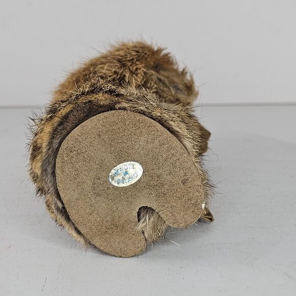 Vintage Handmade Fur Leather Suede Elephant Mammoth Figurine Poland - Picture 6 of 8